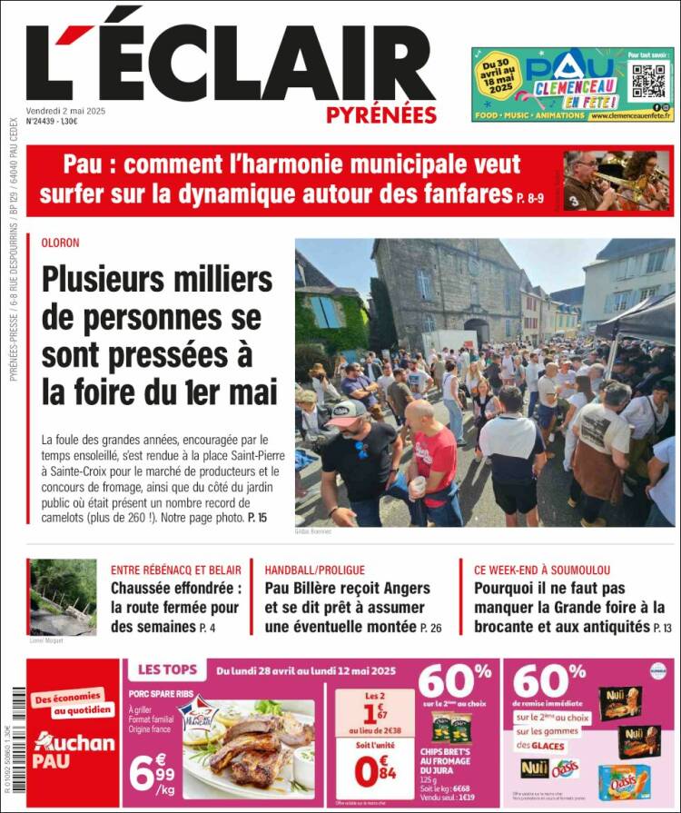 Portada de L'Eclair des Pyrénées (Francia)