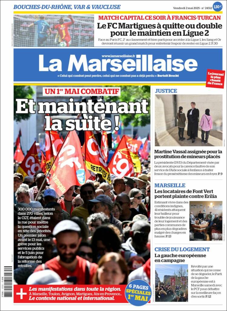 Portada de La Marseillaise (Francia)