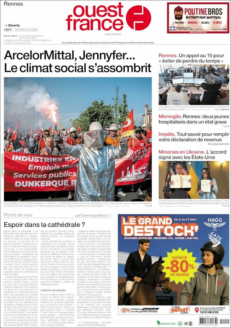 Portada de Ouest France (Francia)