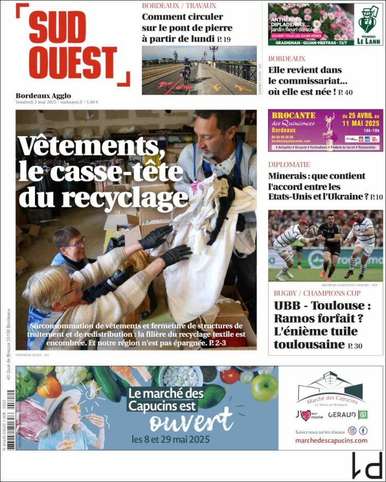 Portada de Sud Ouest (Francia)