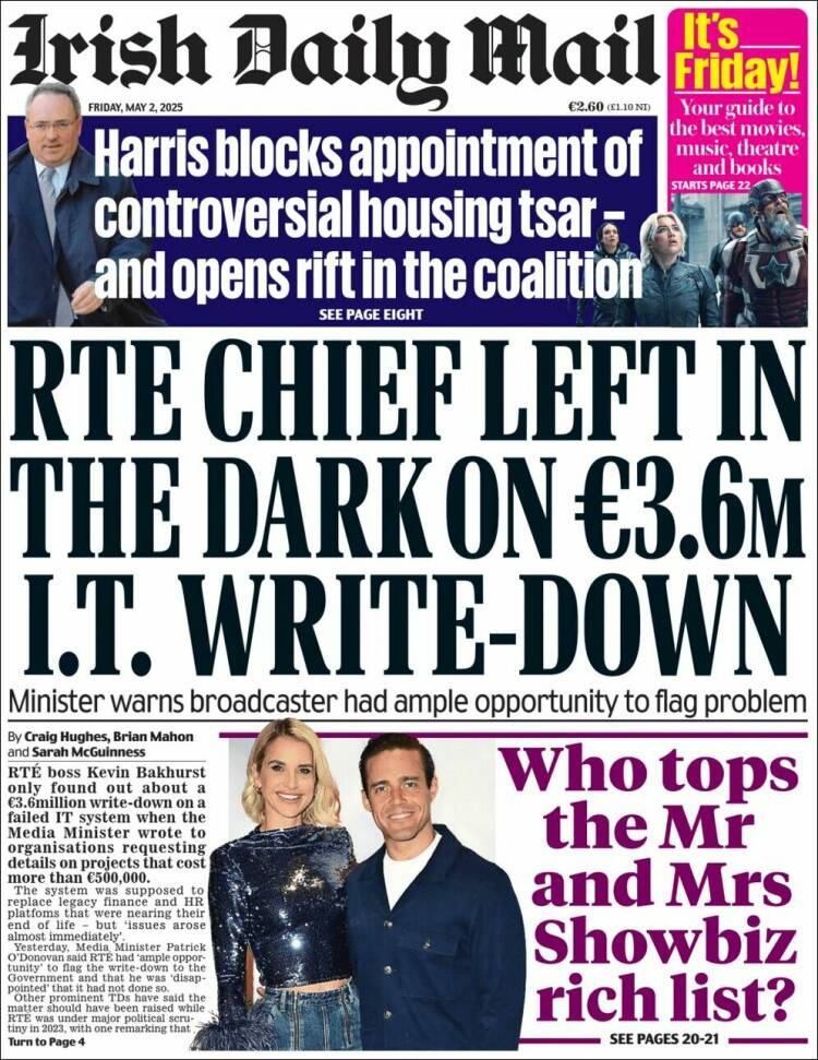 Portada de Irish Daily Mail (Irlanda)
