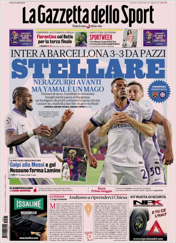 Portada de La Gazzetta dello Sport (Italia)