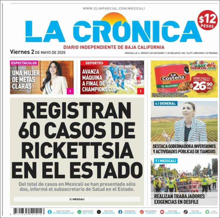 Portada de La Crónica de Baja California (México)