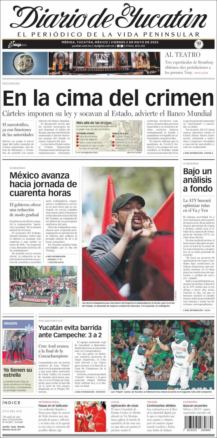 Portada de Diario de Yucatán (México)