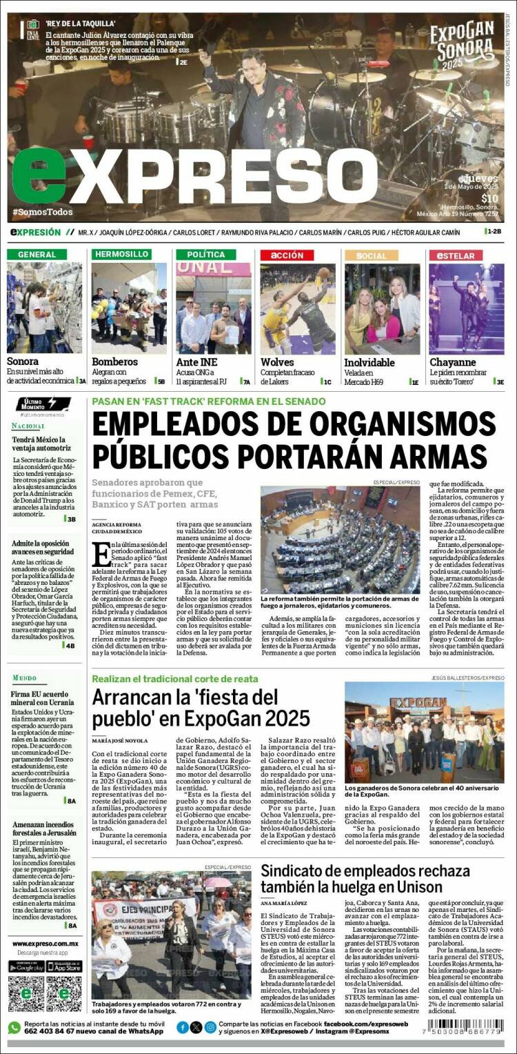 Portada de Expreso (México)