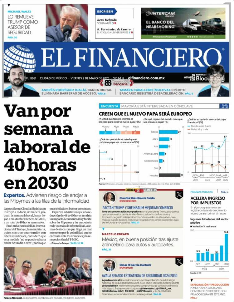 Portada de El Financiero (México)