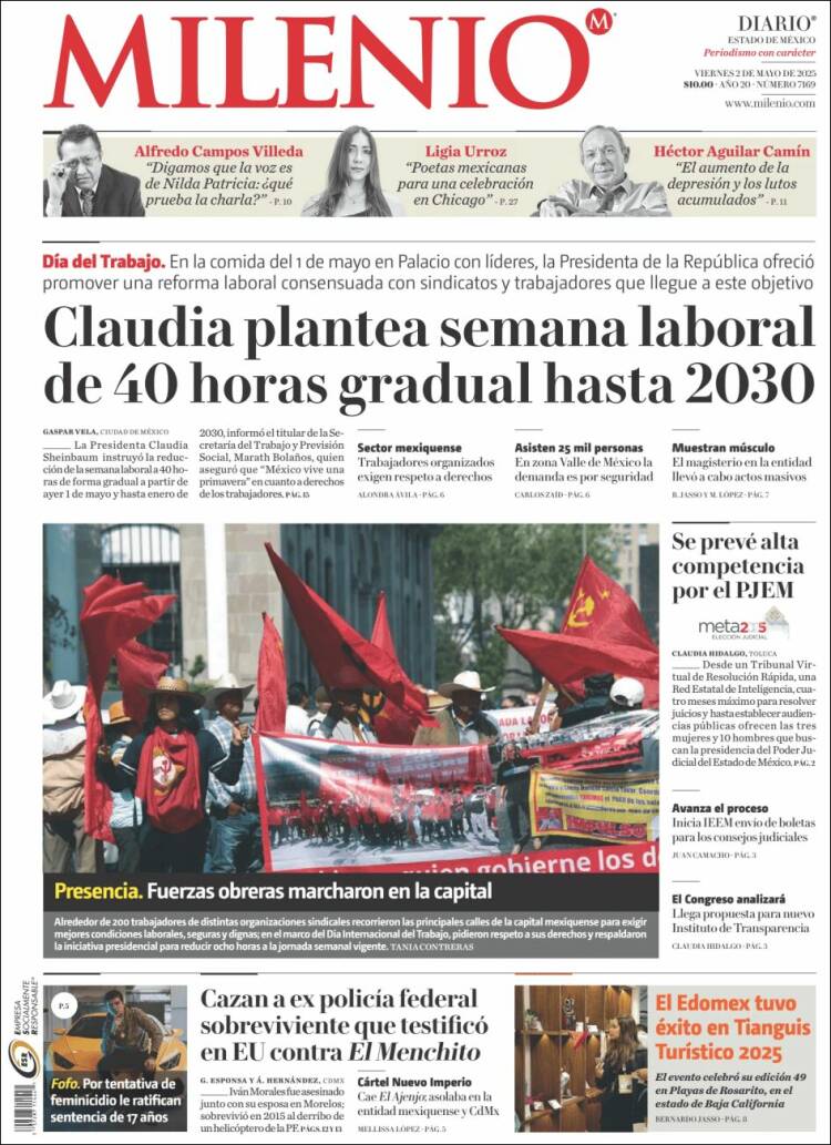 Portada de Milenio - Estado de México (México)
