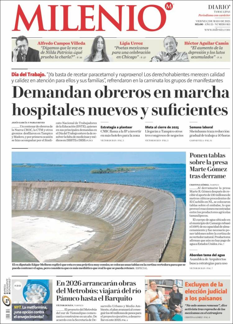 Portada de Milenio - Tamaulipas (México)