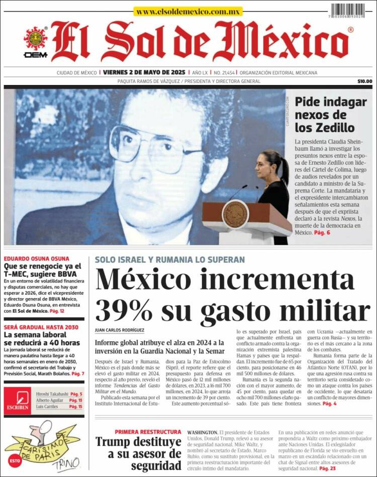Portada de El Sol de México (México)