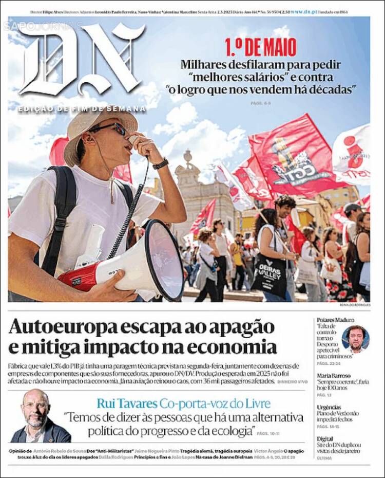 Portada de Diário de Noticias (Portugal)
