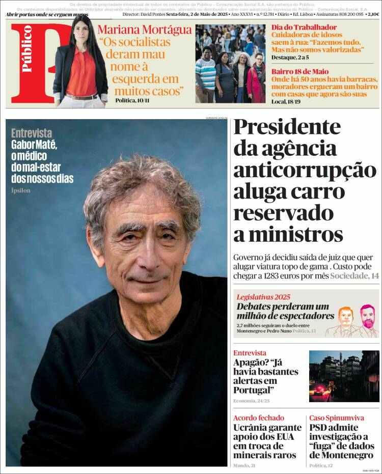 Portada de Público (Portugal)
