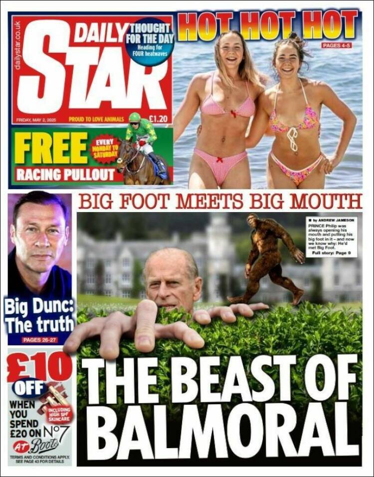 Portada de Daily Star (Reino Unido)