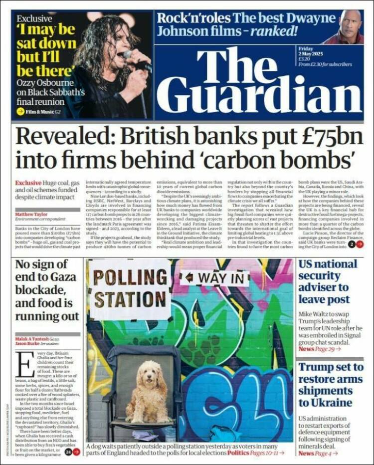 Portada de The Guardian (Reino Unido)