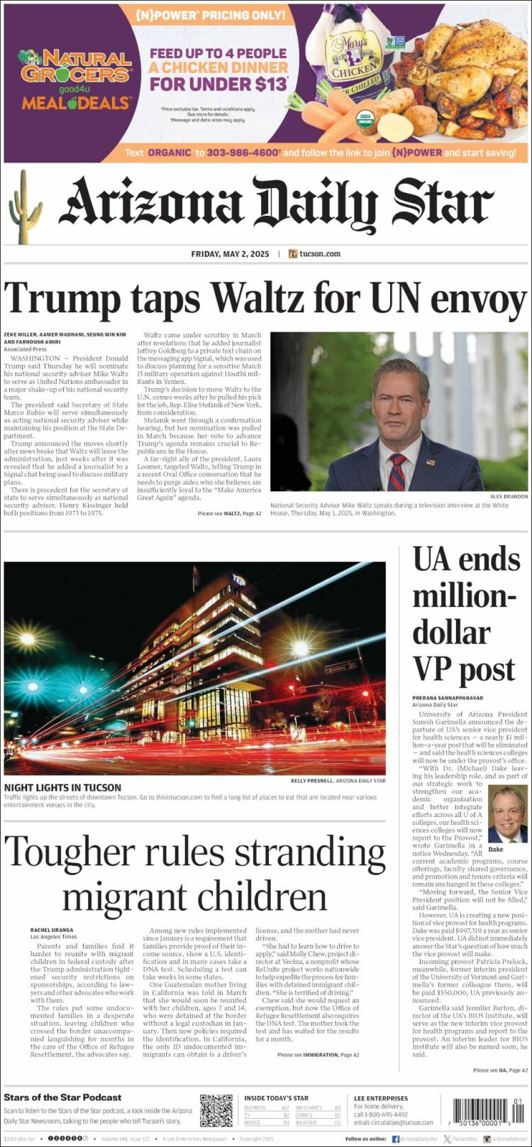 Portada de Arizona Daily Star (USA)