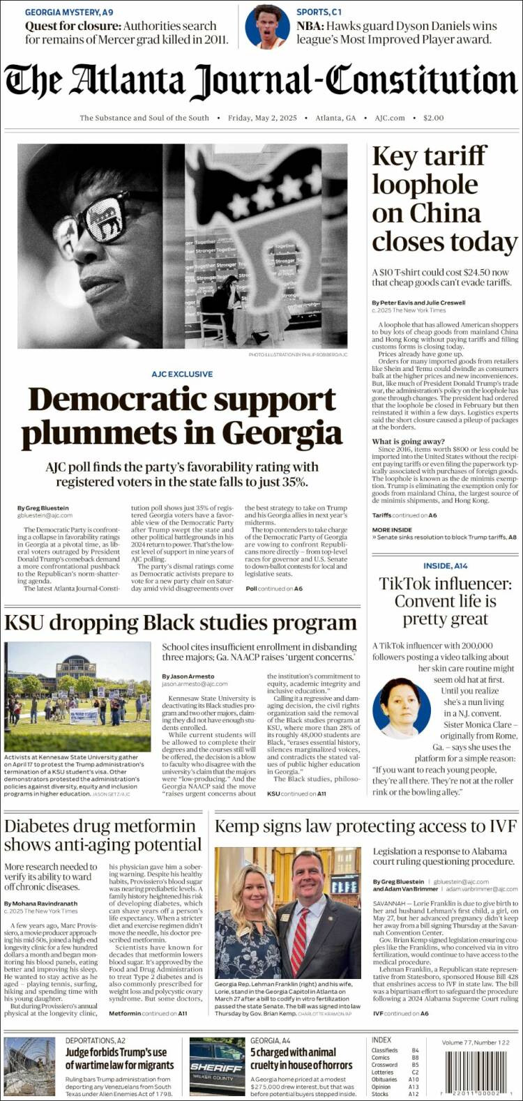 Portada de The Atlanta Journal-Constitution (USA)