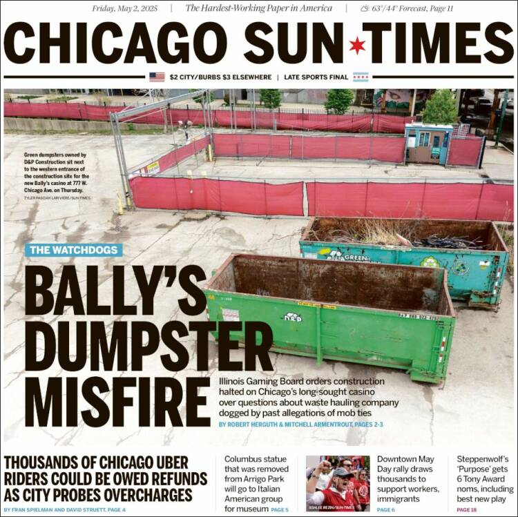 Portada de Chicago Sun-Times (USA)