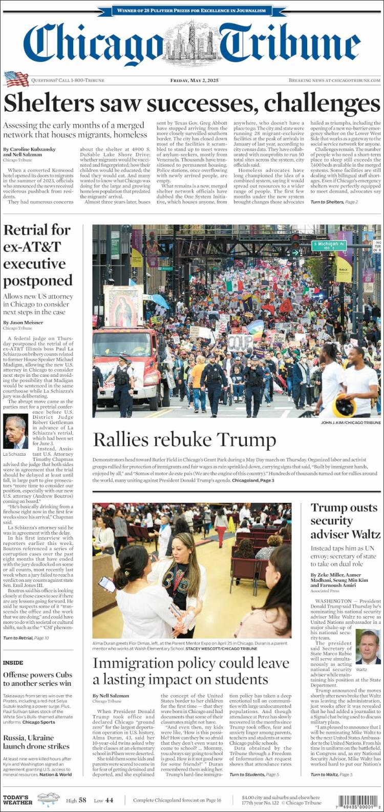 Portada de Chicago Tribune (USA)