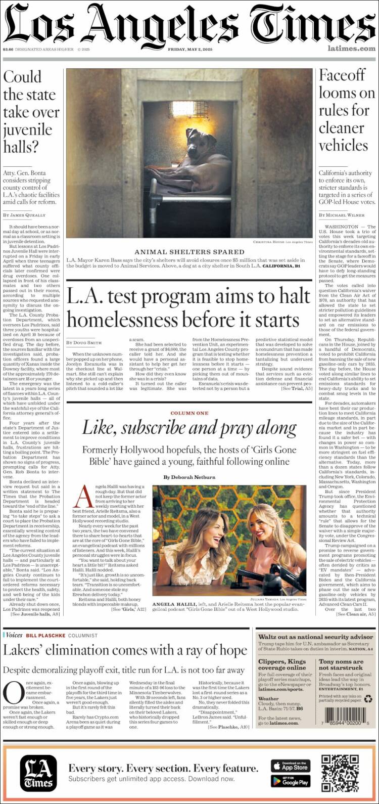 Portada de Los Angeles Times (USA)