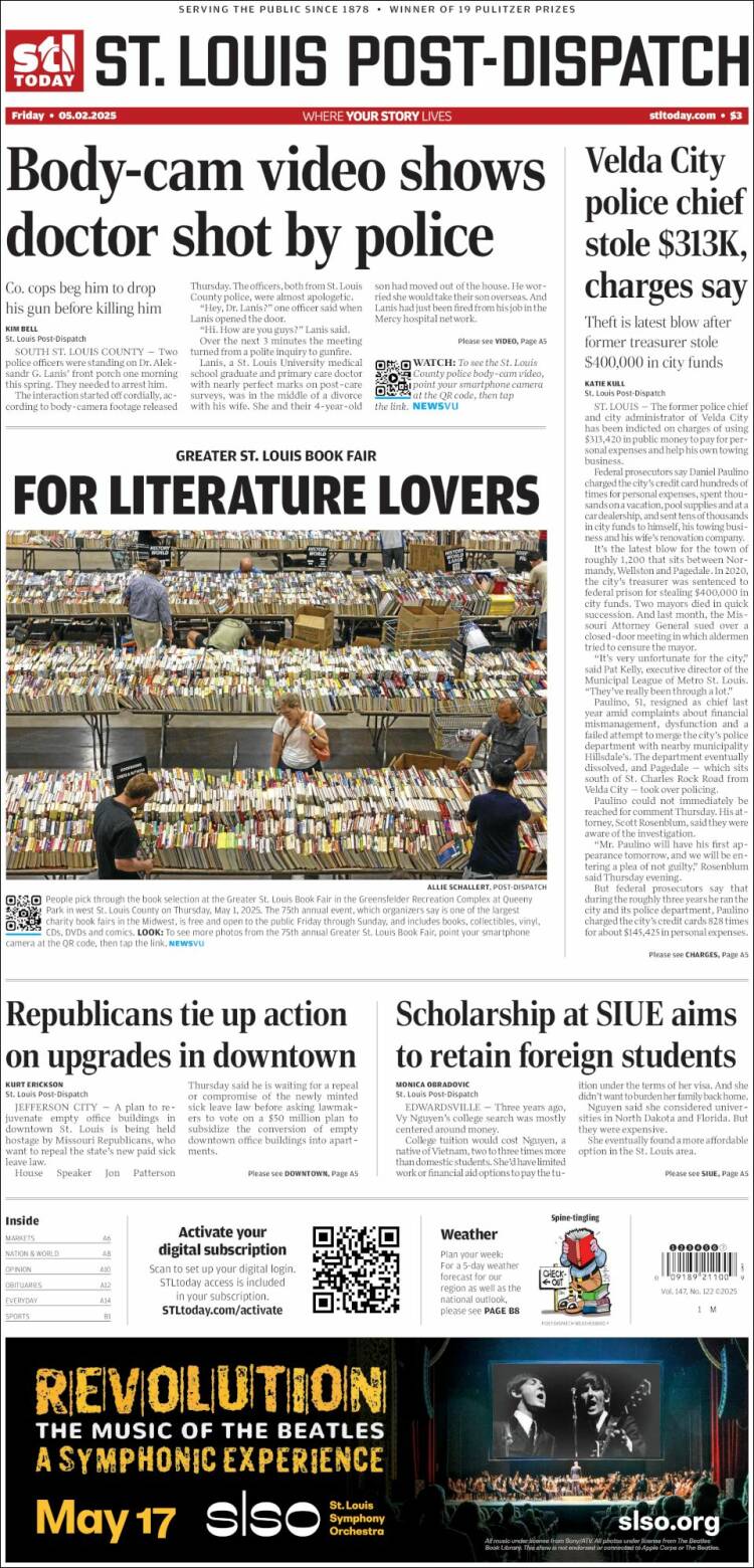 Portada de St. Louis Post-Dispatch (USA)