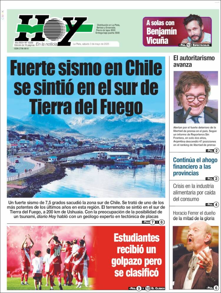 Portada de Diario Hoy (Argentina)