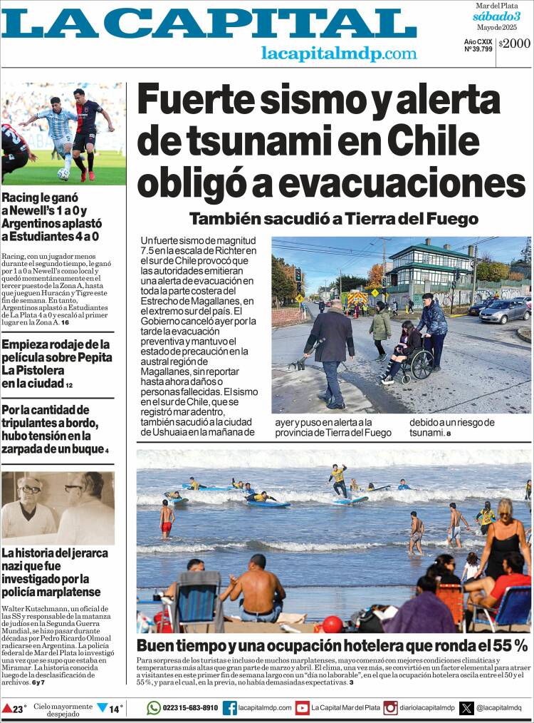 Portada de Diario La Capital - Mar del Plata (Argentina)