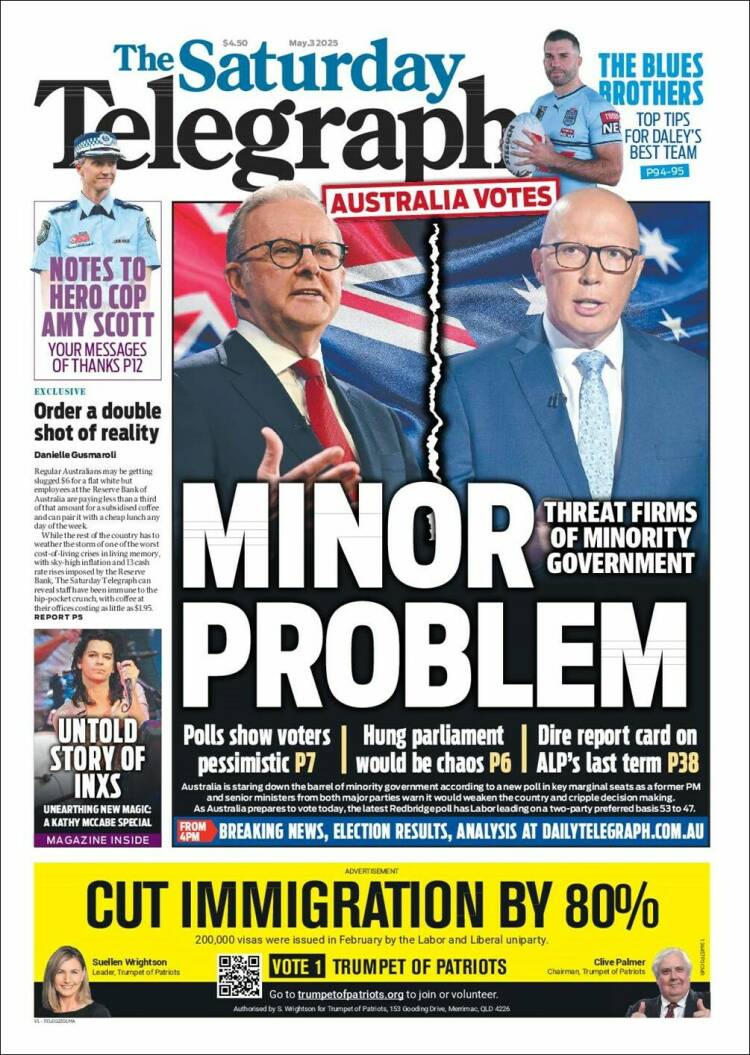 Portada de The Daily Telegraph (Australia)