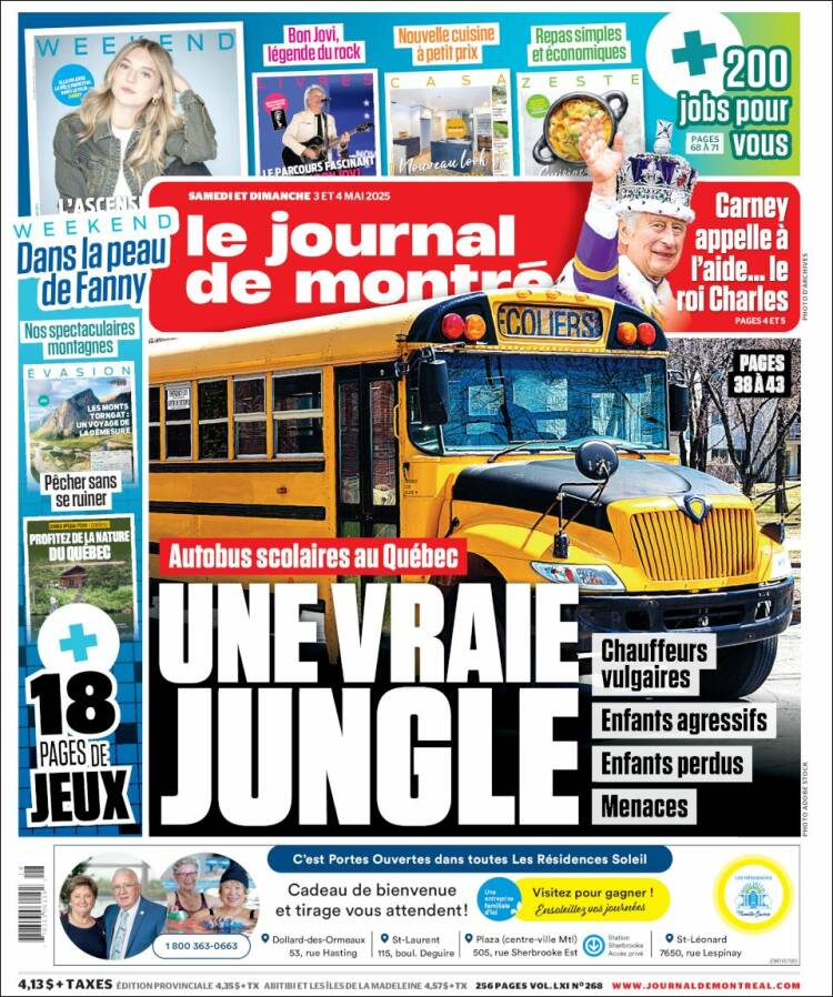 Portada de Le Journal de Montréal (Canadá)