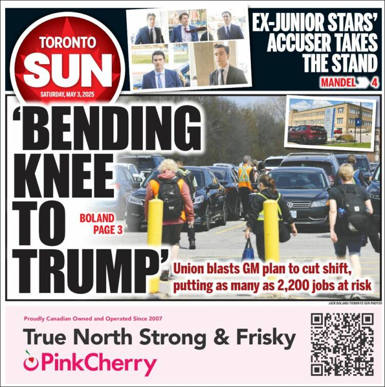 Portada de The Toronto Sun (Canadá)