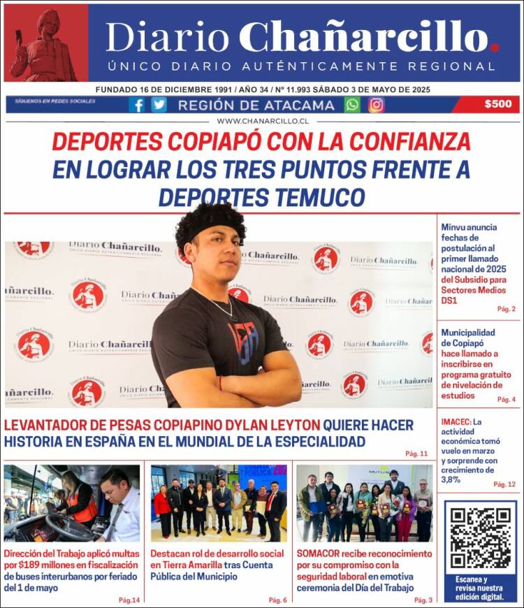 Portada de Diario Chañarcillo (Chile)