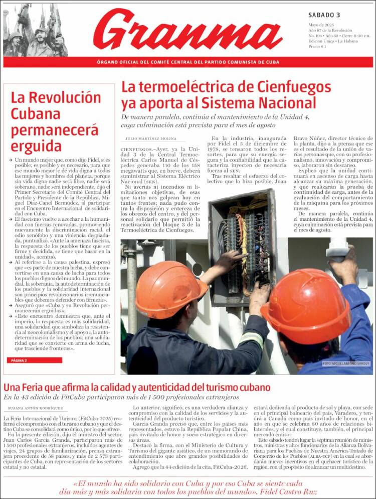 Portada de Granma (Cuba)
