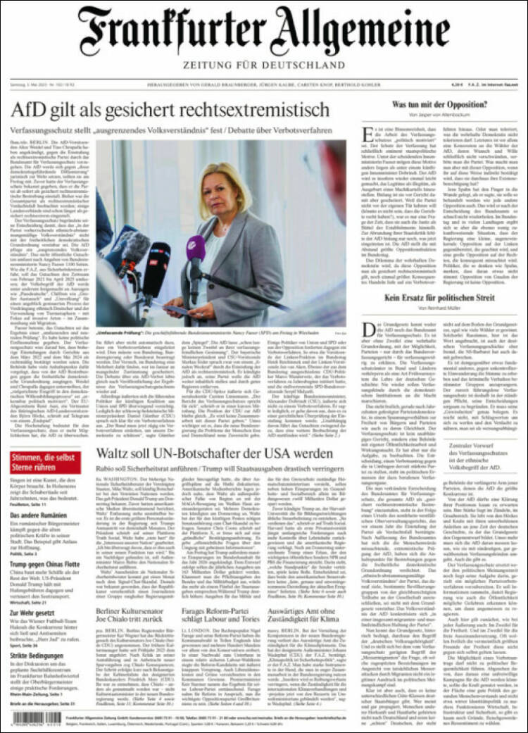 Portada de Frankfurter Allgemeine (Alemania)
