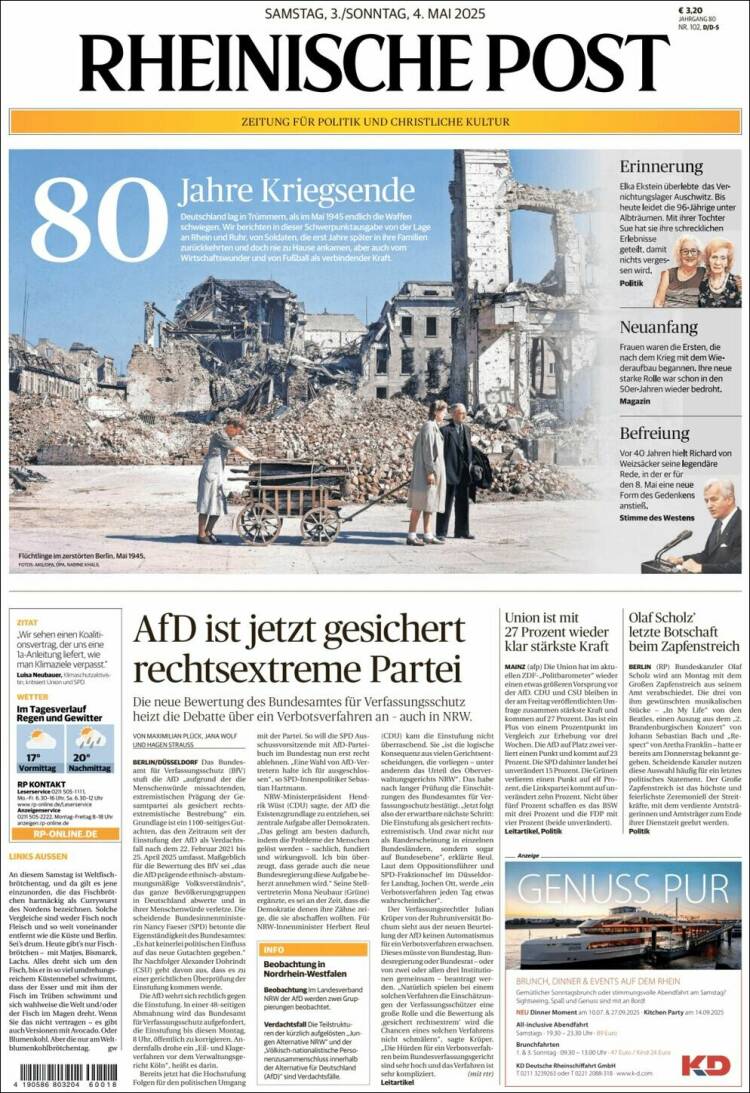Portada de Rheinische Post (Alemania)
