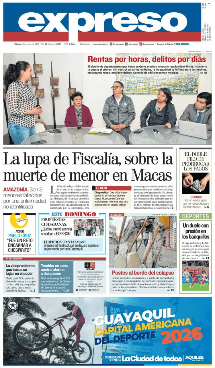 Portada de Expreso (Ecuador)