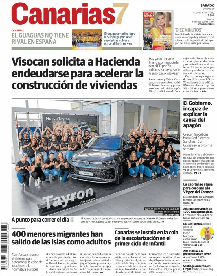 Portada de Canarias 7 (España)