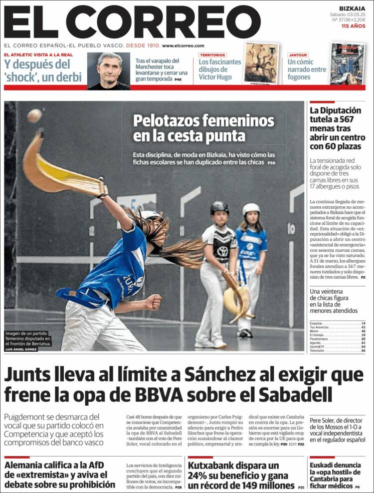 Portada de El Correo (España)