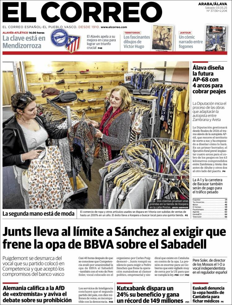 Portada de El Correo - Álava (España)