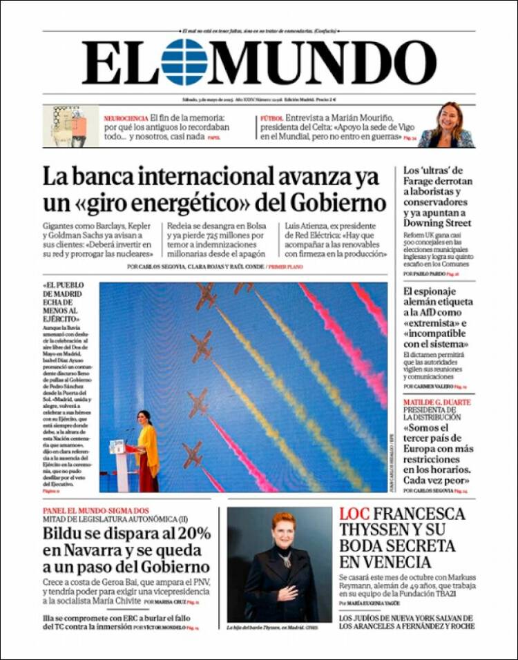 Portada de El Mundo (España)