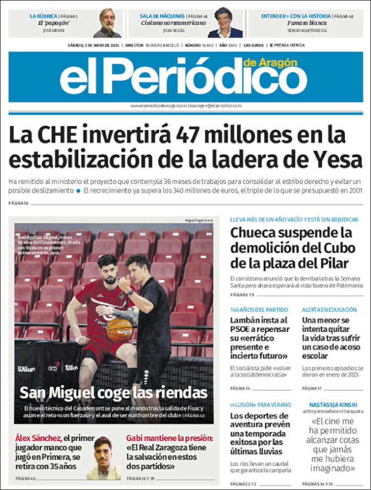 Portada de El Periódico de Aragón (España)