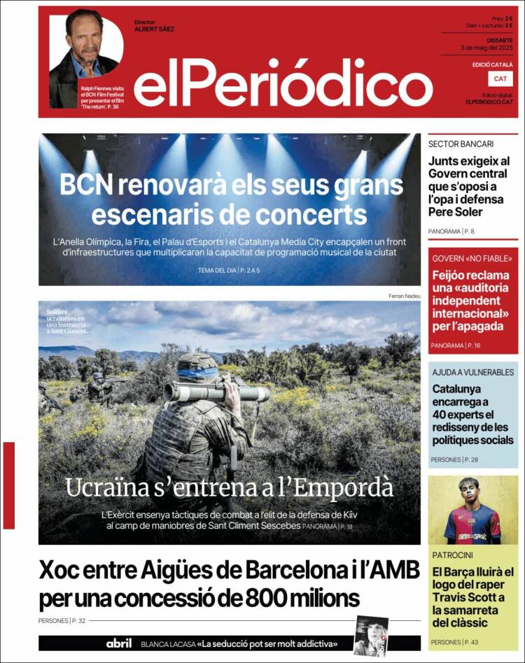 Portada de El Periódico de Catalunya (España)