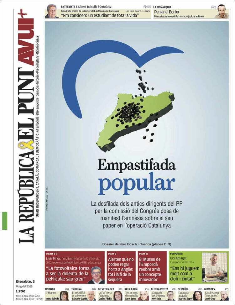 Portada de El Punt Avui - Girona (España)