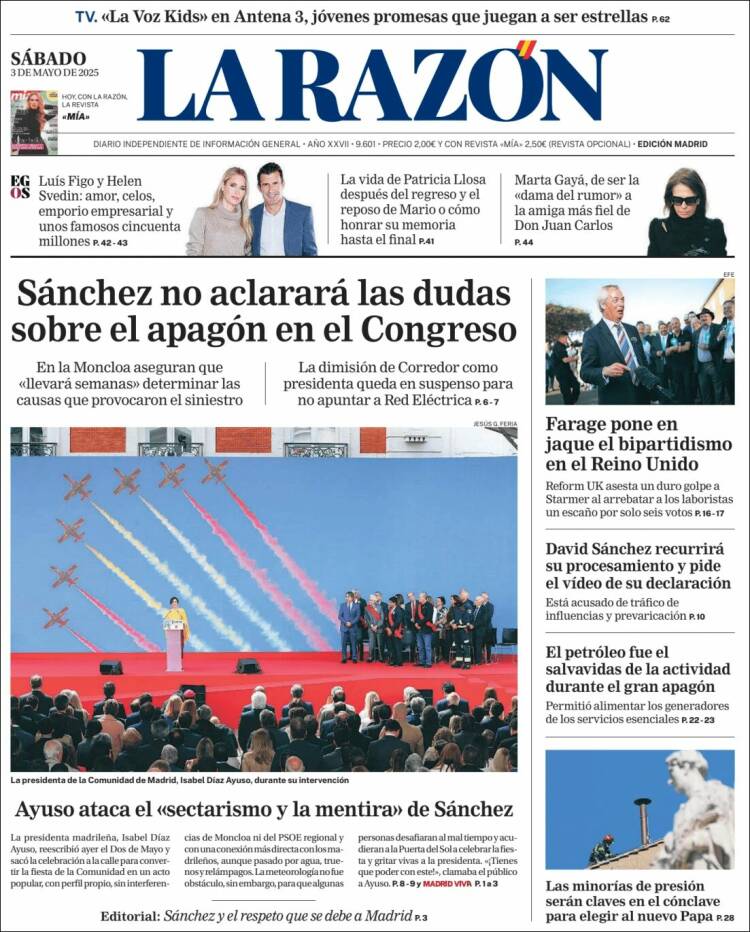 Portada de La Razón (España)