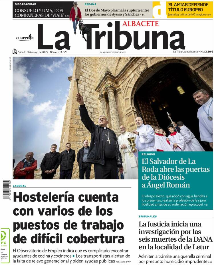 Portada de La Tribuna de Albacete (España)