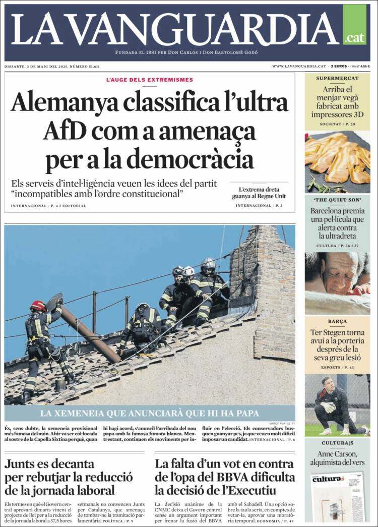 Portada de La Vanguardia (España)