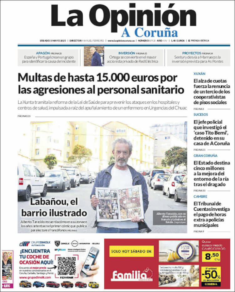 Portada de La Opinión de A Coruña (España)