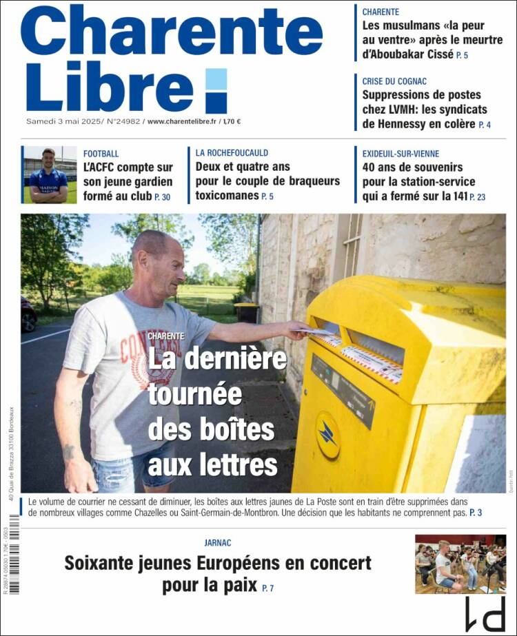 Portada de Charente Libre (Francia)