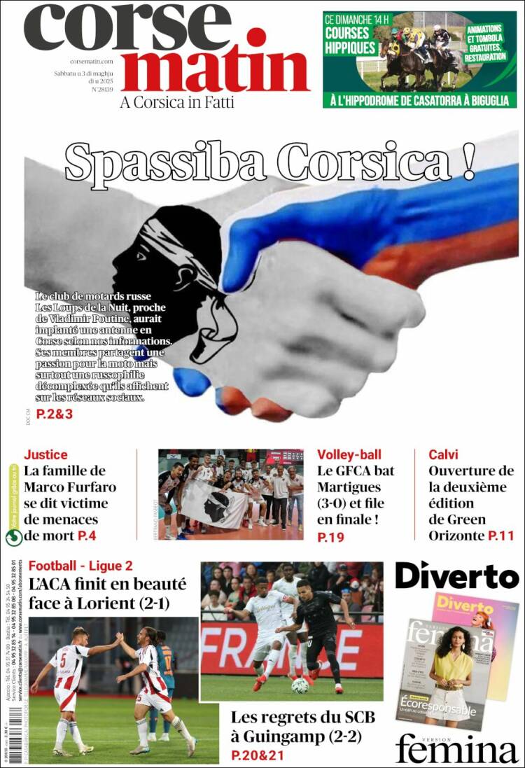 Portada de Corse-Matin (Francia)