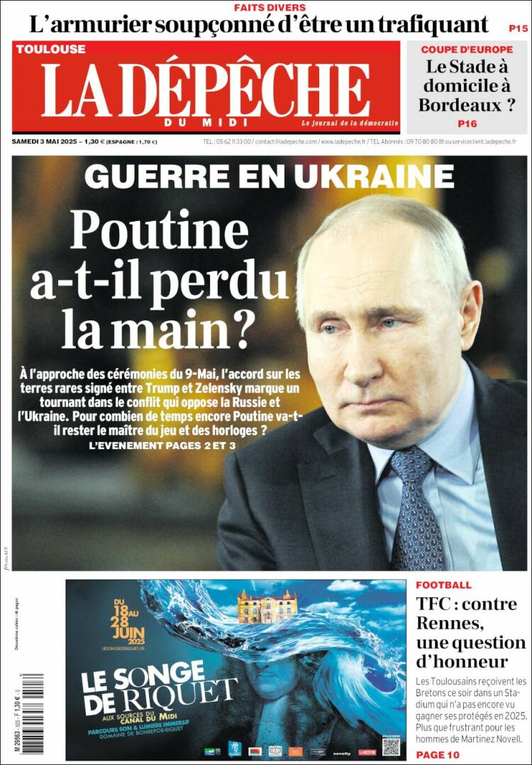 Portada de La Dépêche du Midi (Francia)