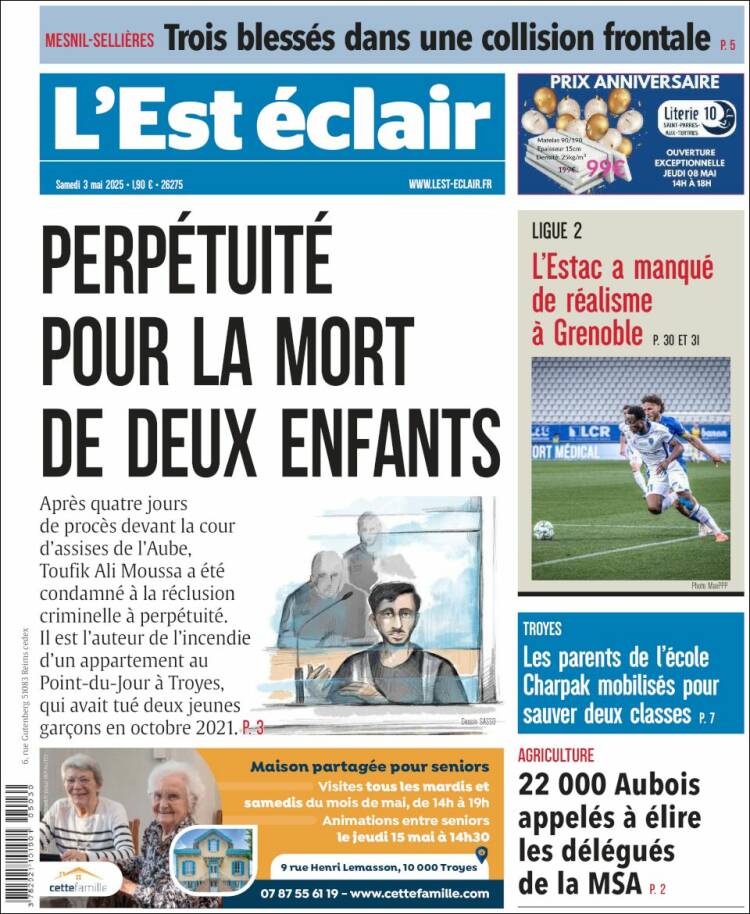Portada de L'Est Eclair (Francia)