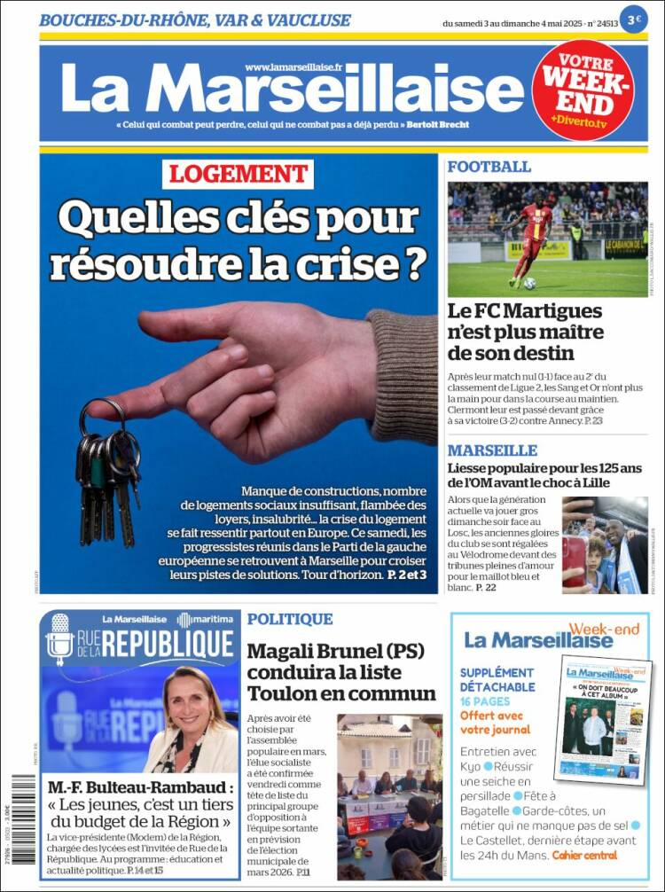 Portada de La Marseillaise (Francia)