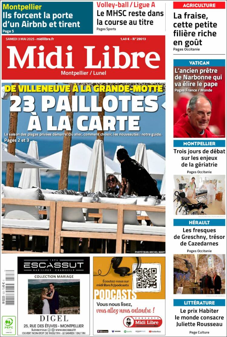 Portada de Midi Libre (Francia)